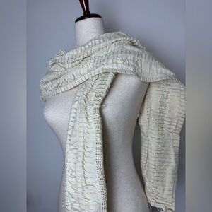 Anthropologie cream and gold shimmer scarf